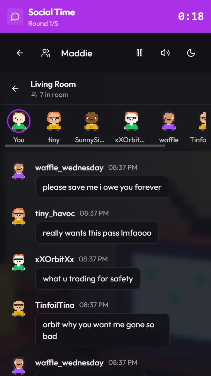 Living Room chat with players scheming