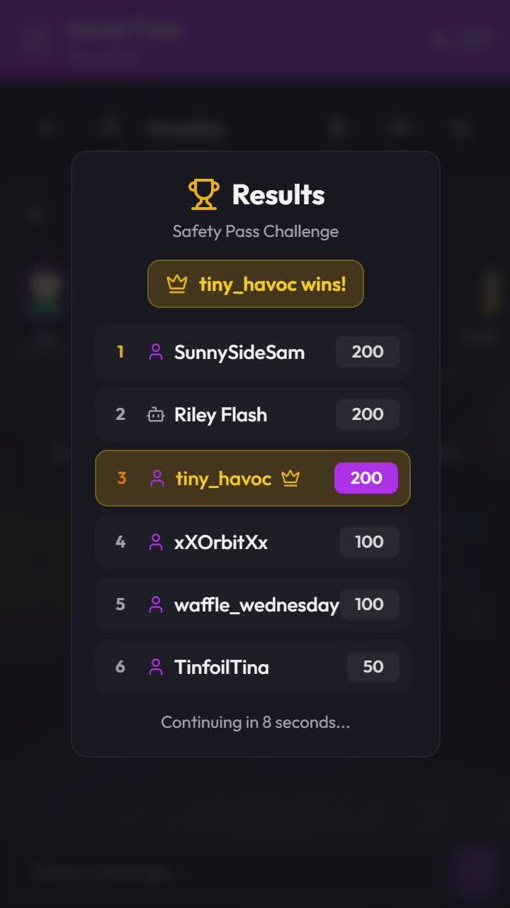 Winner screen showing the Regent Rival